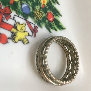 Sterling Silver Ring Antique Lace Band Minimalist Modern Vintage VTG MCM EUC
